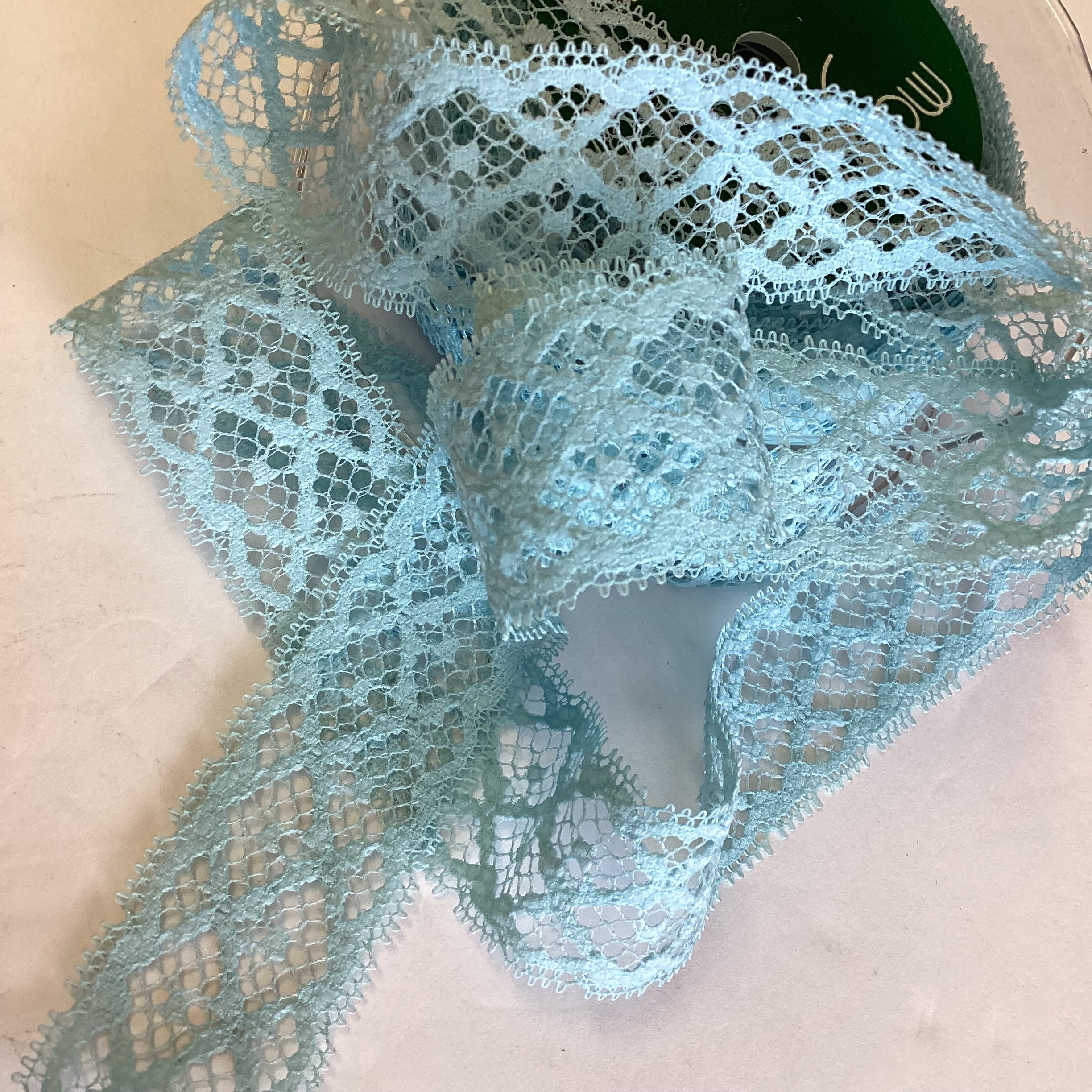 0114BFAB-F2C2-44F0-A7F2-1DD85A7A2C9B Scrapbooksrus Vintage COUNTRY BLUE LACE Ribbon Trim 1.25”X1yd - Image 1