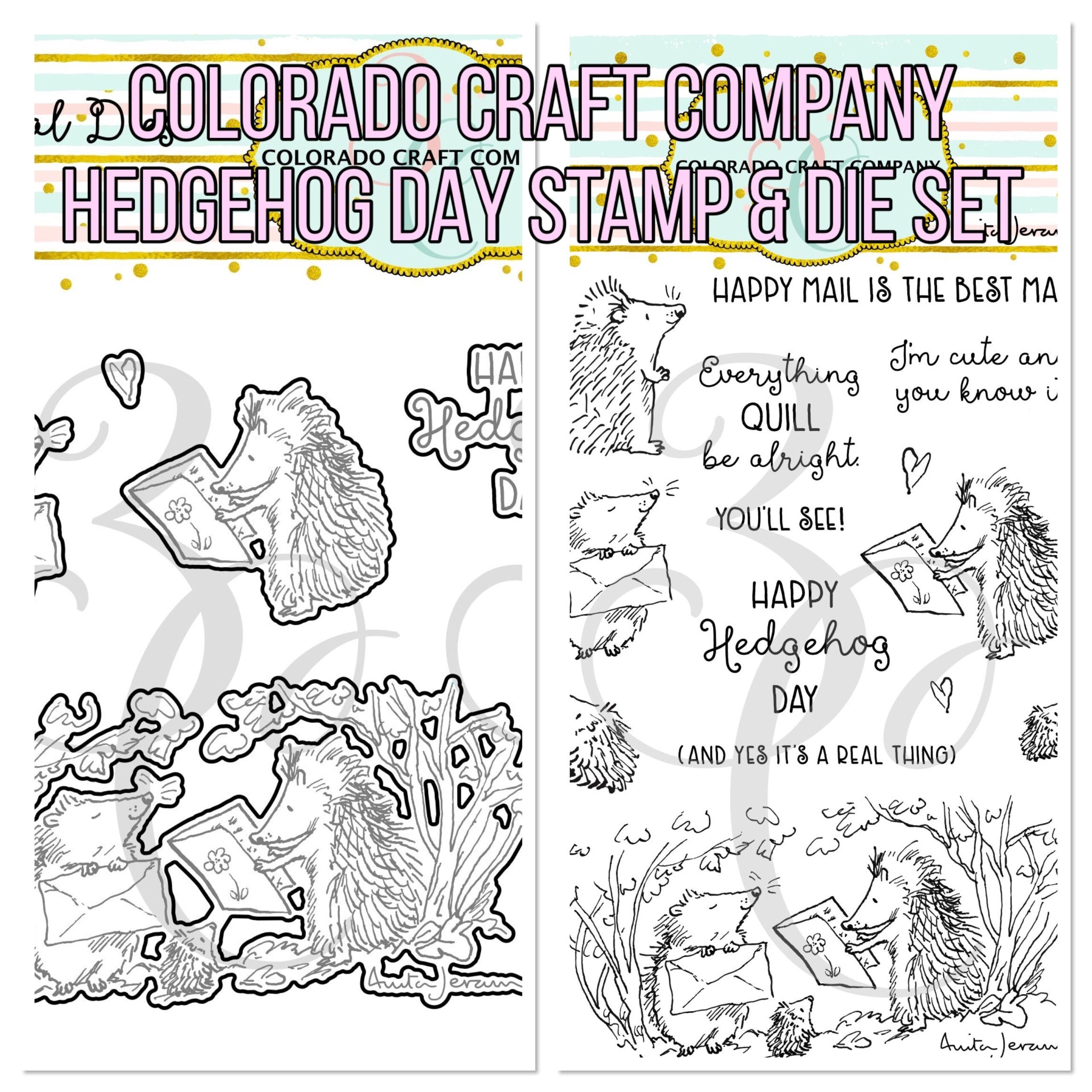 017A58EA-73A9-480D-B5AD-528396D6D284 Colorado Craft Company HEDGEHOG DAY Stamp & Die Set 23pc - Image 1