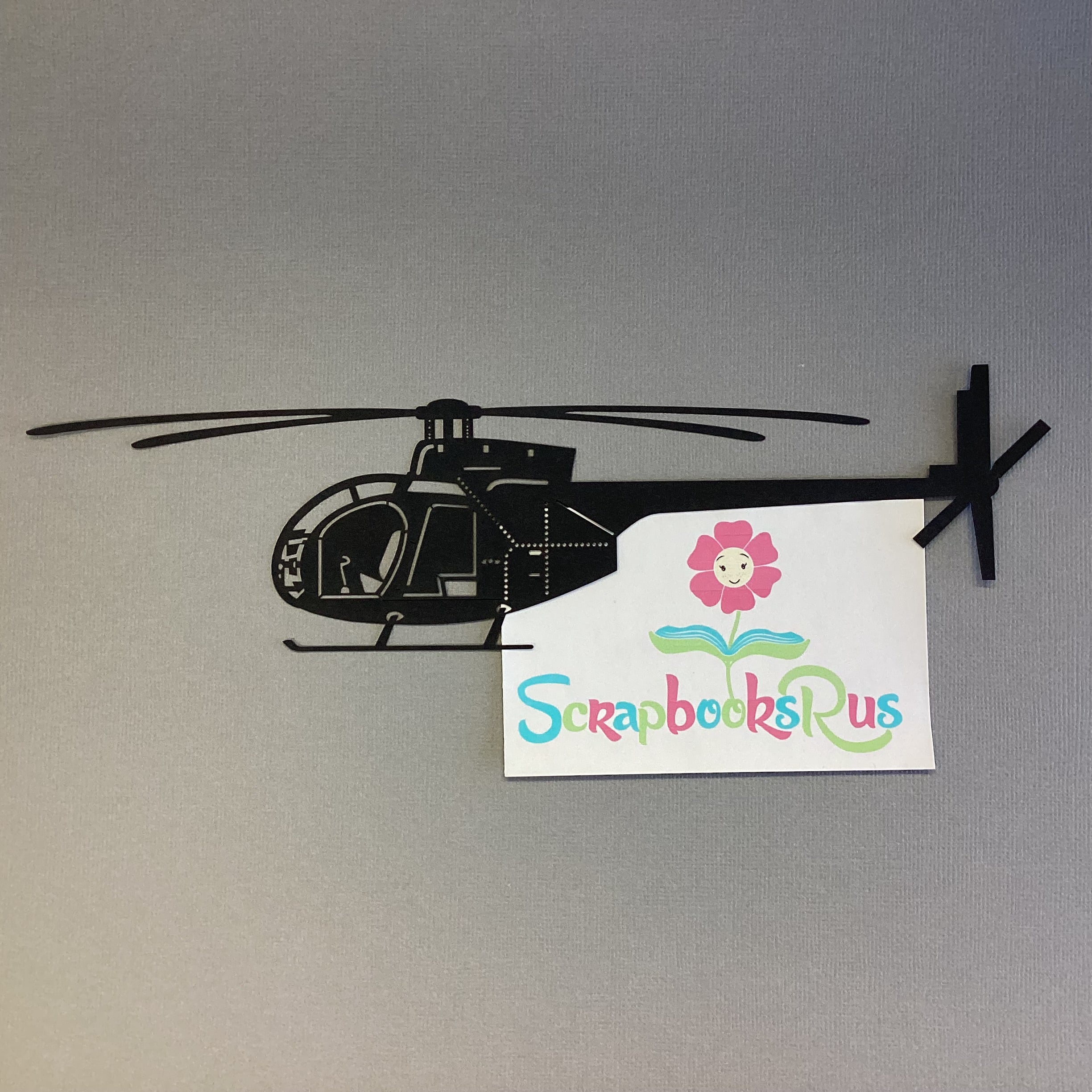 01A78DB3-7890-4869-BFBC-EE52070F24E5 Laser Cuts HELICOPTOR Black Diecut - Image 1