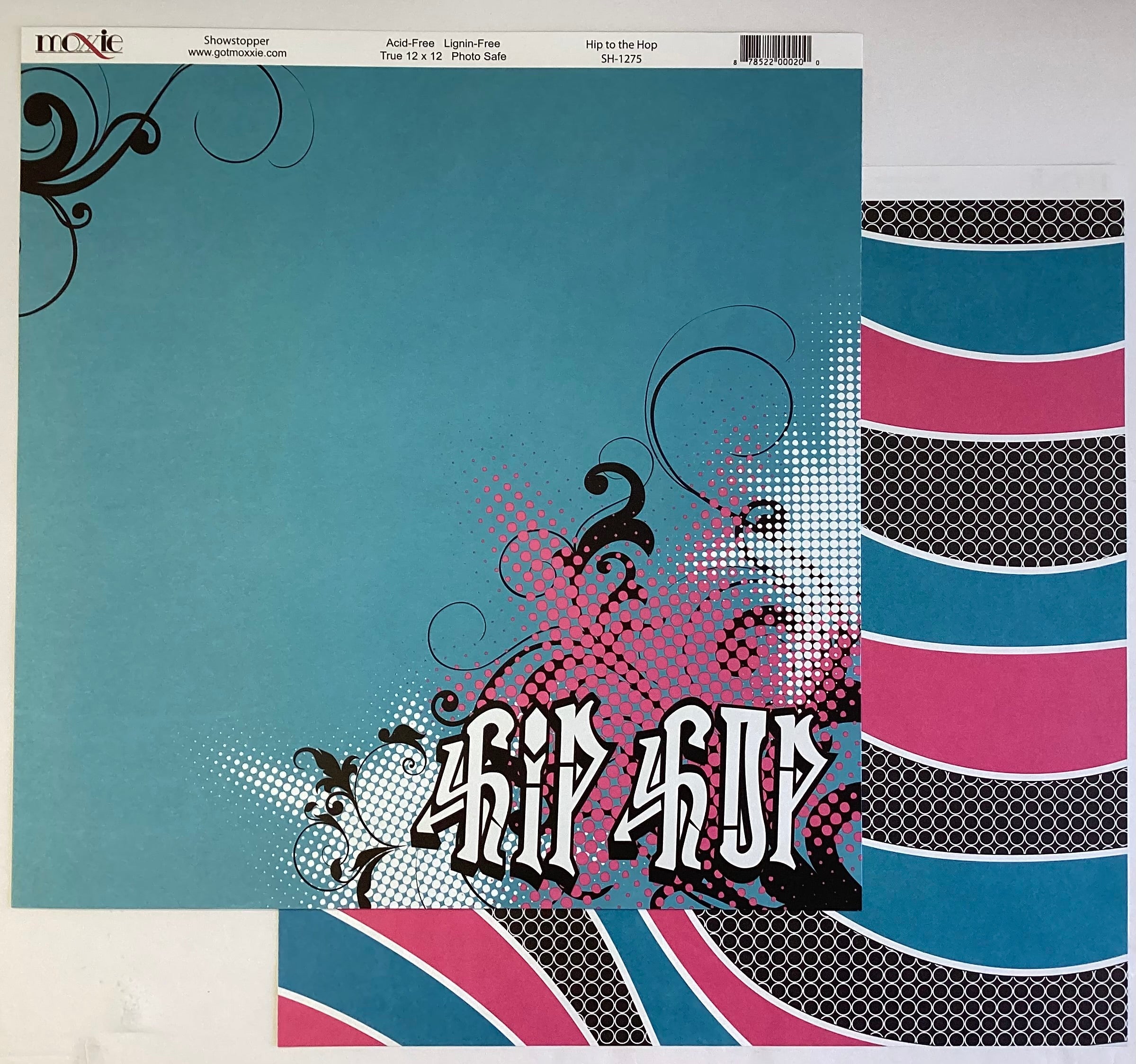 02F313A8-3BB4-4EC3-9A20-1F3BE1C31291 Moxxie Showstopper HIP TO THE HOP 12"X12" Scrapbook Paper - Image 1