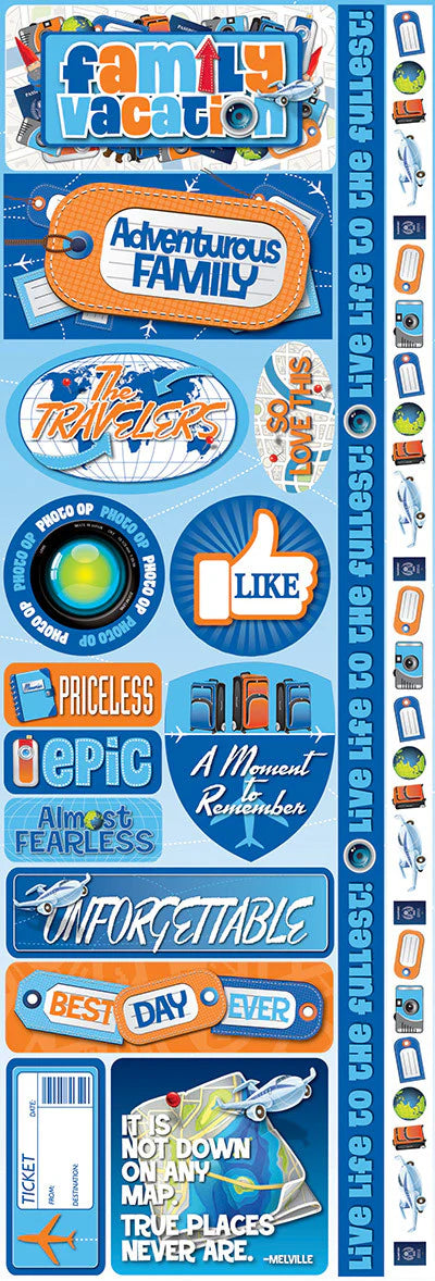 0546B153-5B36-469A-9620-BFE5592AE6E0 Reminisce Signature Series FAMILY VACATION Diecut Stickers 16pc - Image 1