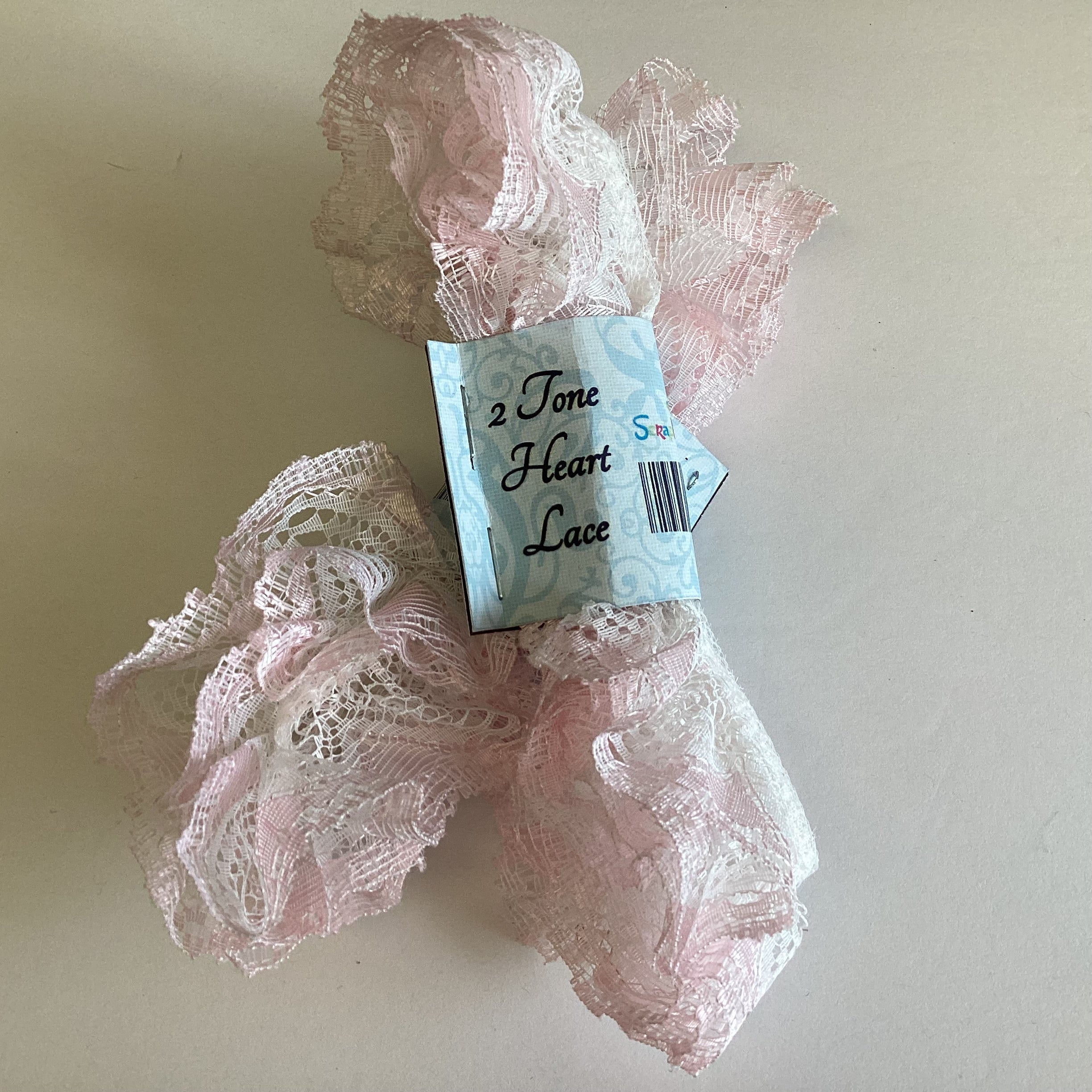 05CD5449-0440-420E-9AF3-5B702FE14FCC Scrapbooksrus Vintage Lace PINK TWO TONE HEART Ribbon Trim 1 5/8” - Image 1