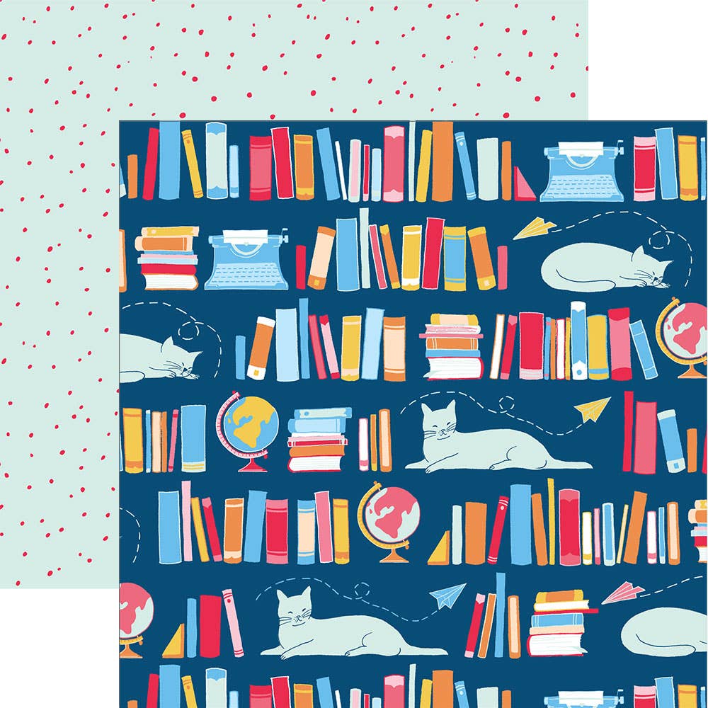 05bb4d3146ee58c10c0e61a1d28c4852e86a611db232c75c7f9e2416b58106b9 Paper House MY FAVORITE THINGS 12"X12" Books Scrapbook Paper - Image 1