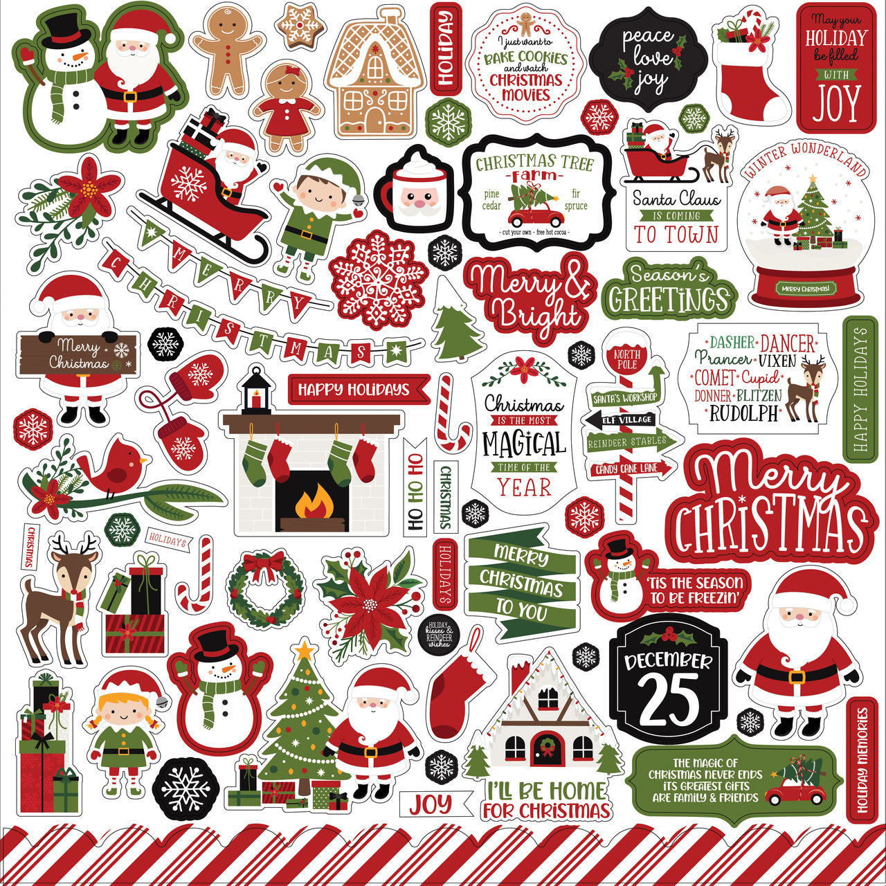 093684B4-C4D7-4DCE-A41C-E33A5238AA7C Echo Park Christmas Magic ELEMENT STICKER 12"X12" Scrapbook Sheet - Image 1