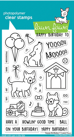 095B834A-2D2B-4450-9C7C-44CF40AB5C52 Lawn Fawn YAPPY BIRTHDAY Clear Stamps 29pc - Image 1