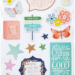 Thickers Pink Paislee Paige Evans FRESH START Chipboard Accent & Phrase Stickers