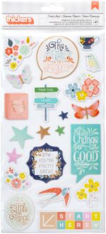 Thickers Pink Paislee Paige Evans FRESH START Chipboard Accent & Phrase Stickers
