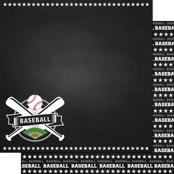 0EDD66D6-3CCE-4500-A1EA-36569013C8BC Scrapbook Customs BASEBALL CHALKBOARD SPORTS 12”X12” Double Sided Paper - Image 1
