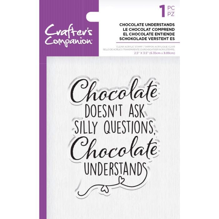 1014E922-1569-4815-B3DD-810F1959CC31 Crafter’s Companion CHOCOLATE UNDERSTANDS Clear Acrylic Stamp 1pc. - Image 1
