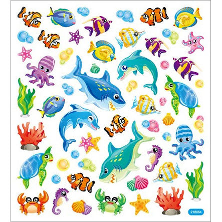 108620PR-IT-IM Sticker King MARINE LIFE Aquarium Glitter Stickers 50pc - Image 1