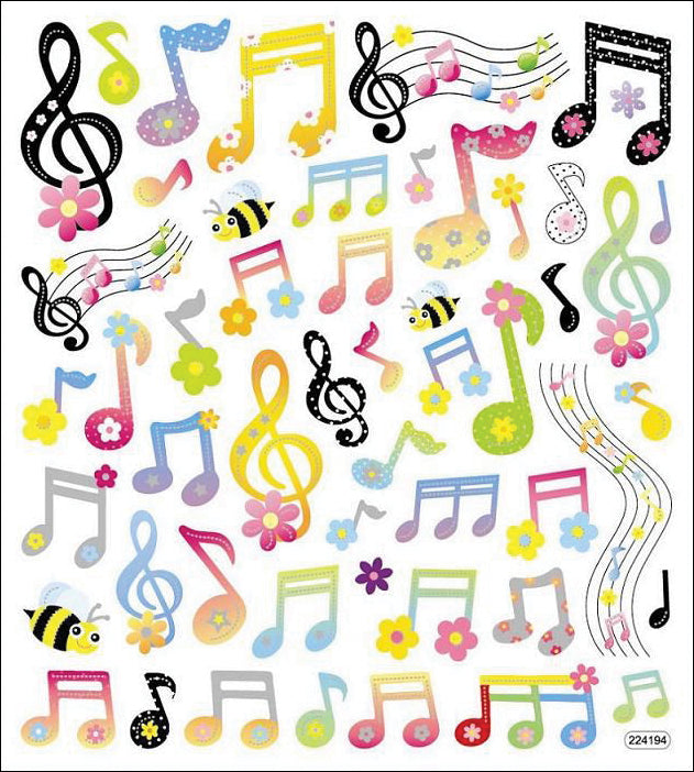 129911PR-IT-IM Sticker King SPRING MUSIC NOTES Foil Stickers 50pc - Image 1