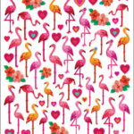 Sticker King FLAMINGO HEARTS Foil Stickers 50pc