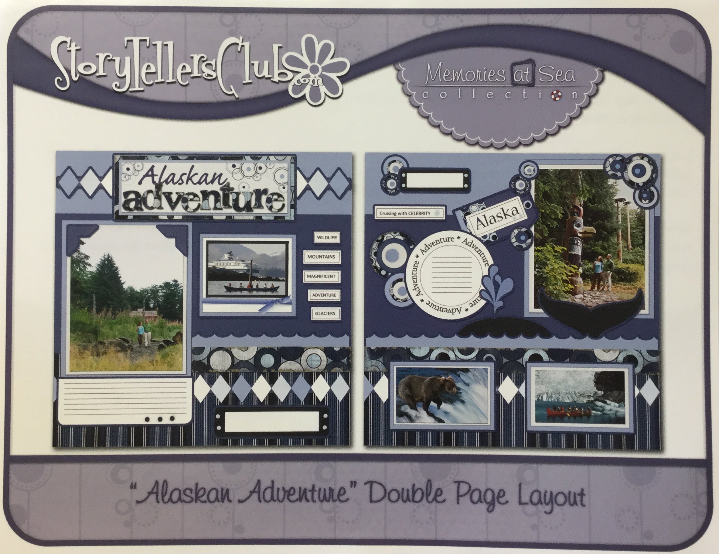 13F4F0F7-803C-445B-A699-9889CD981FBB Page Kit (2) 12X12 Storytellers ALASKAN ADVENTURE Memories at Sea Cruise - Image 1