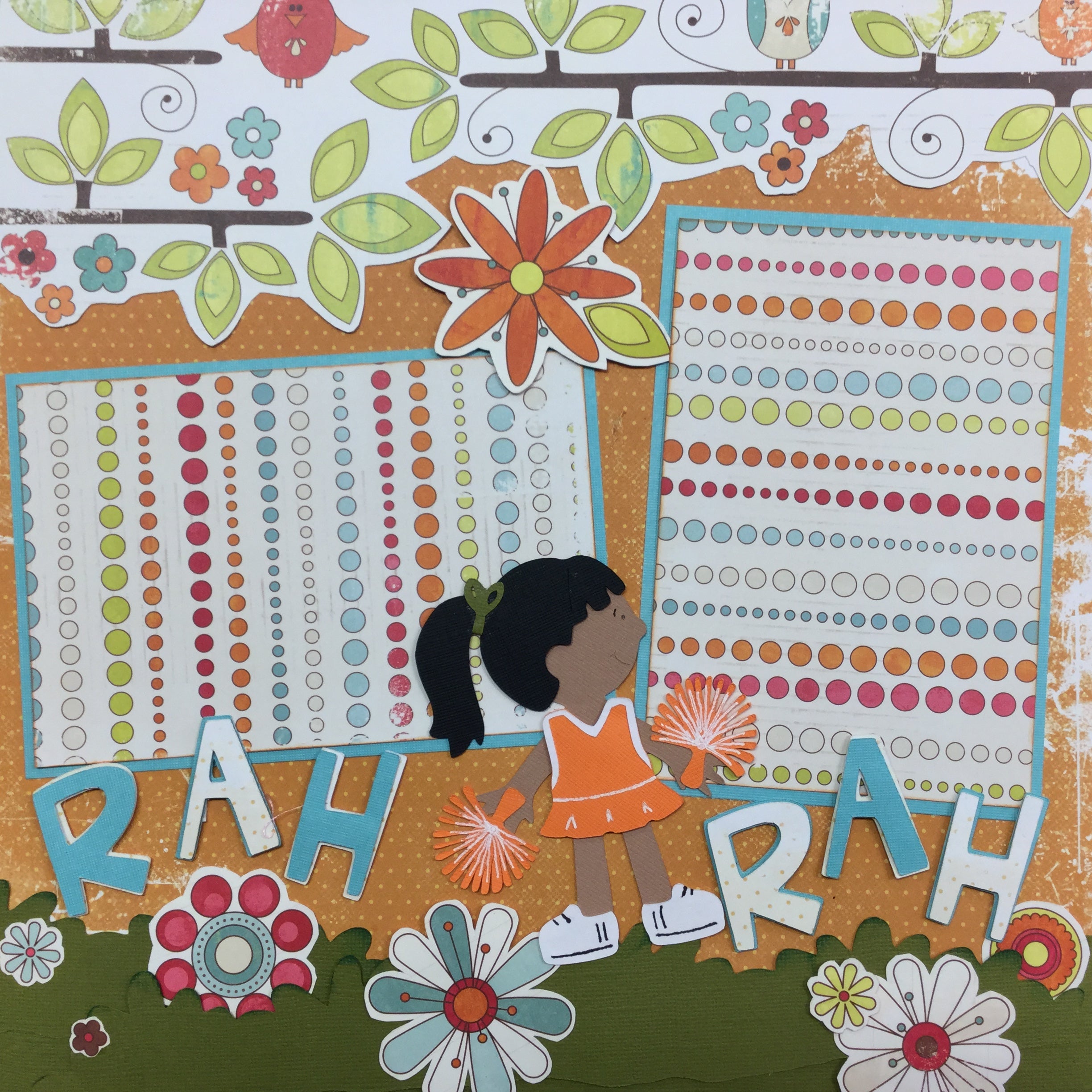 140D23C9-A8B5-4EC4-94EE-061BAE536861 Premade Scrapbook Pages RAH RAH RAH CHEER (2) 12"x12" Layout - Image 1
