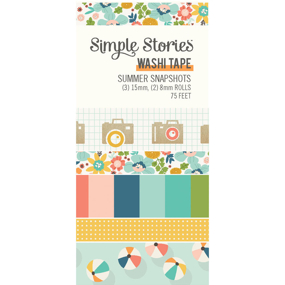 144E5F3A-7A4B-46E6-94EC-859ABDC875FE Simple Stories SUMMER SNAPSHOTS Washi Tape 5 Rolls - Image 1