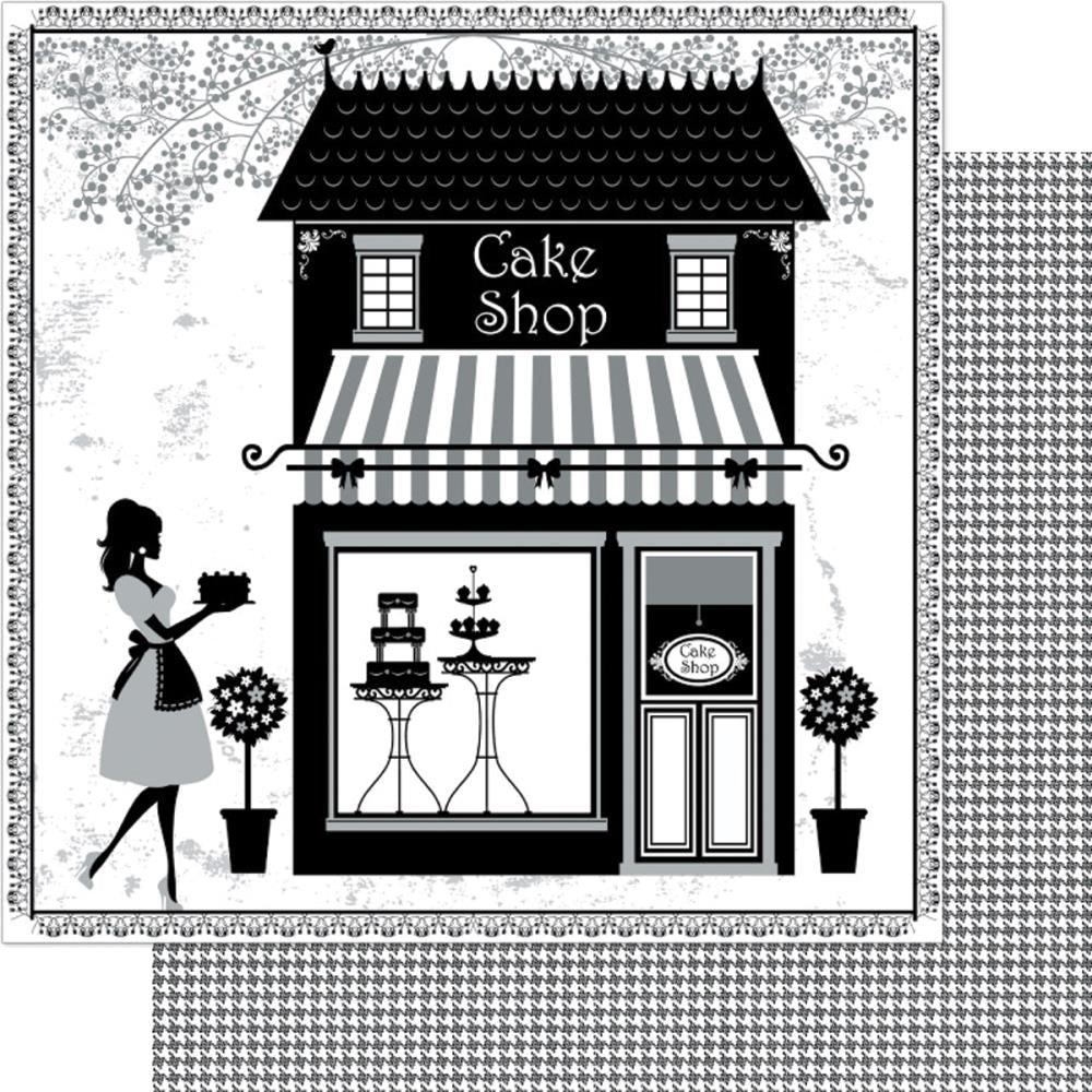 158C5E0E-FB05-40A0-A70F-32F998995351 Bella! Black Fusion CAKE SHOP 12"X12" Scrapbook Paper - Image 1