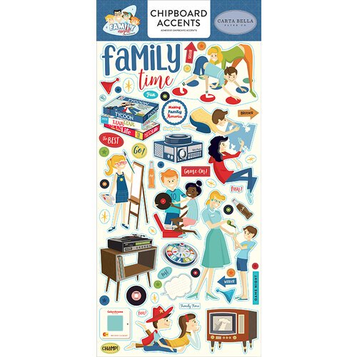 168D6CD4-39BE-46C5-B44F-80950F212705 Carta Bella FAMILY NIGHT Chipboard Accents 55pc - Image 1