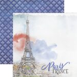 Paper House EIFFEL TOWER WATERCOLOR 12X12 Scrapbook Paper