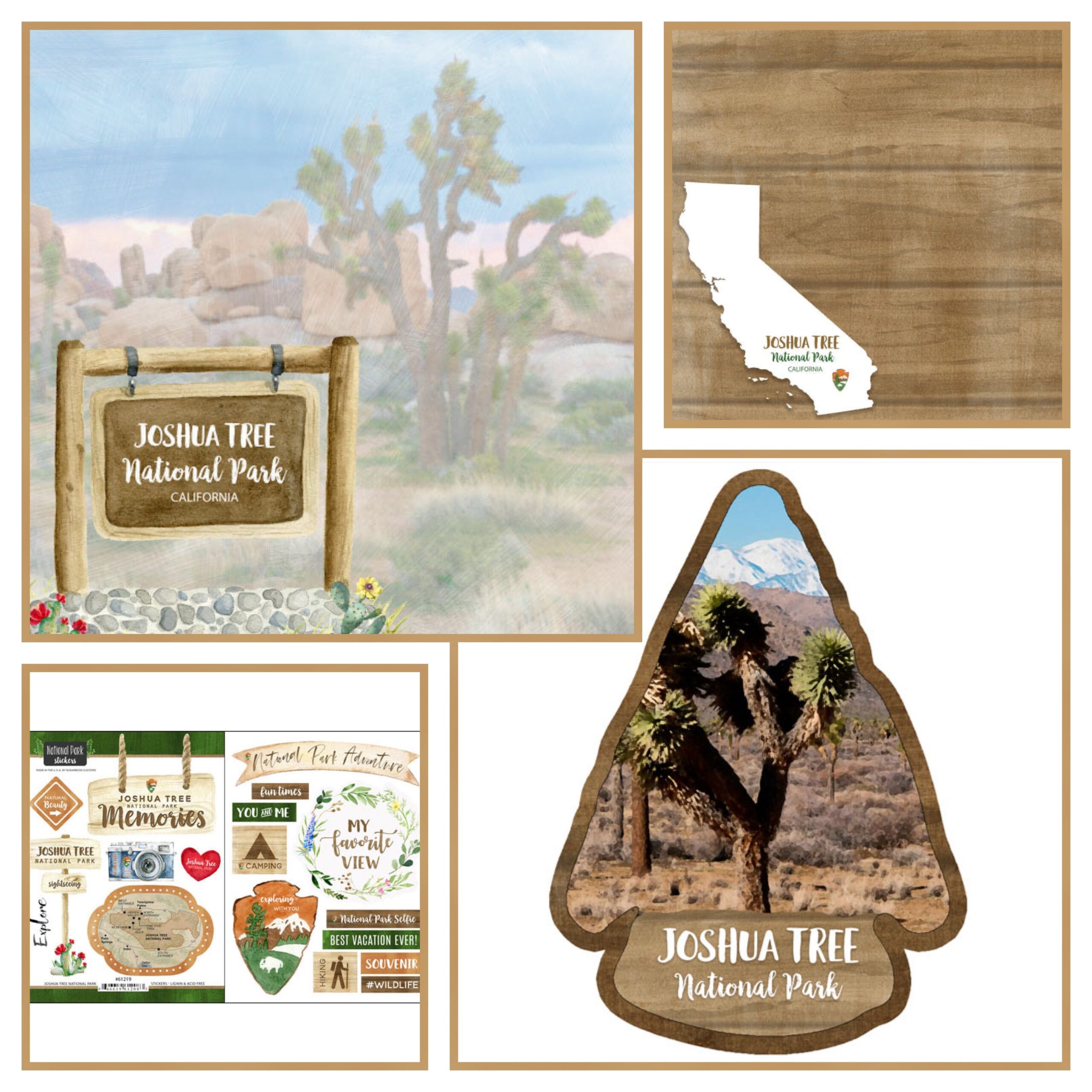172016A4-56A6-42EE-A040-7D40FC866D85 JOSHUA TREE National Park Watercolor 12"X12" Scrapbook Kit 4pc - Image 1