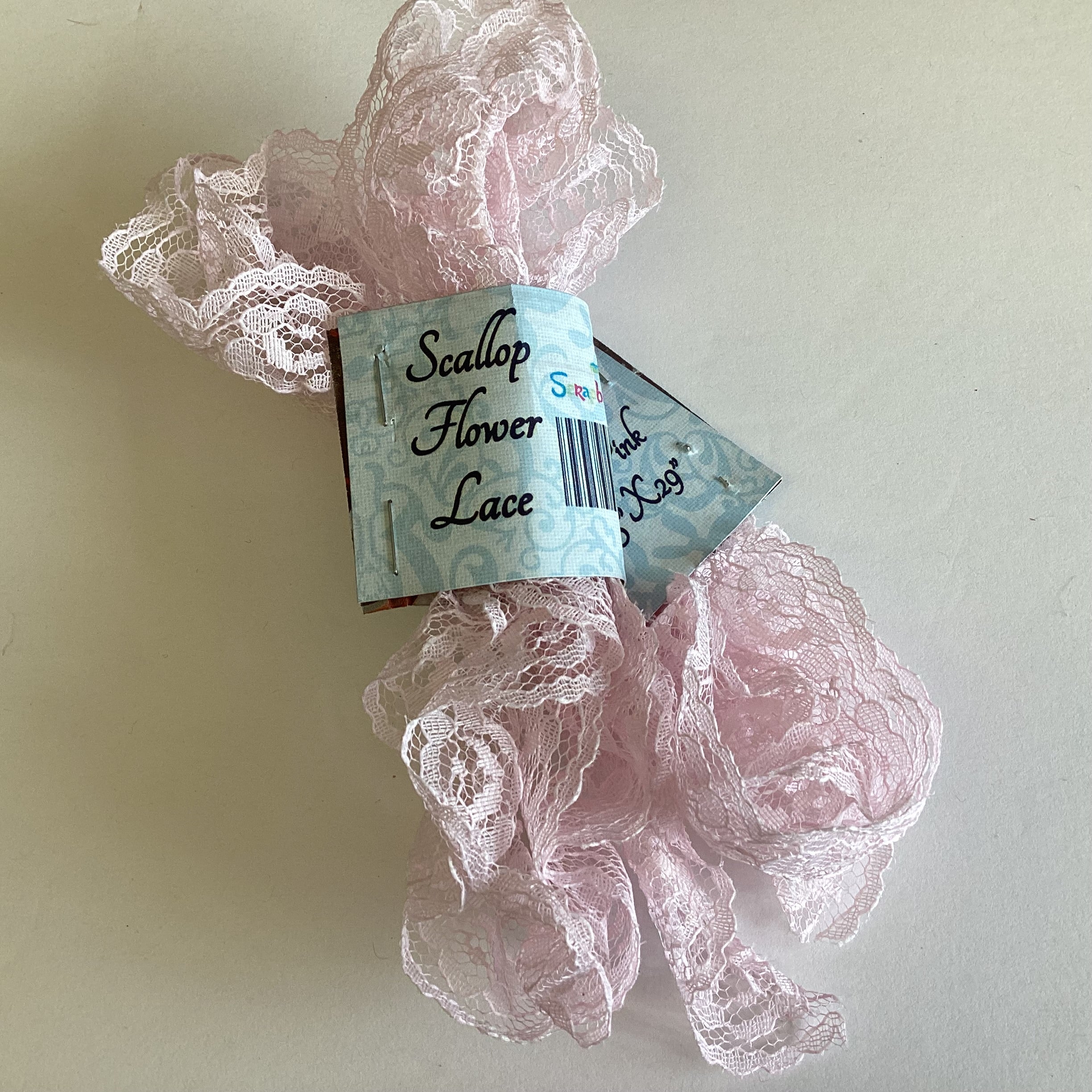 181ACB1E-904E-40ED-BC44-08438892B727 Scrapbooksrus Vintage Lace SOFT PINK SCALLOP FLOWER Ribbon Trim 1.25”X29” - Image 1