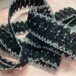 Scrapbooksrus Vintage Lace BLACK AND SILVER LUREX RYAN Ribbon Trim 1.5”X1yd