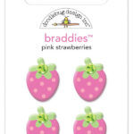 Doodlebug Berry Sweet PINK STRAWBERRIES Braddies 4pc