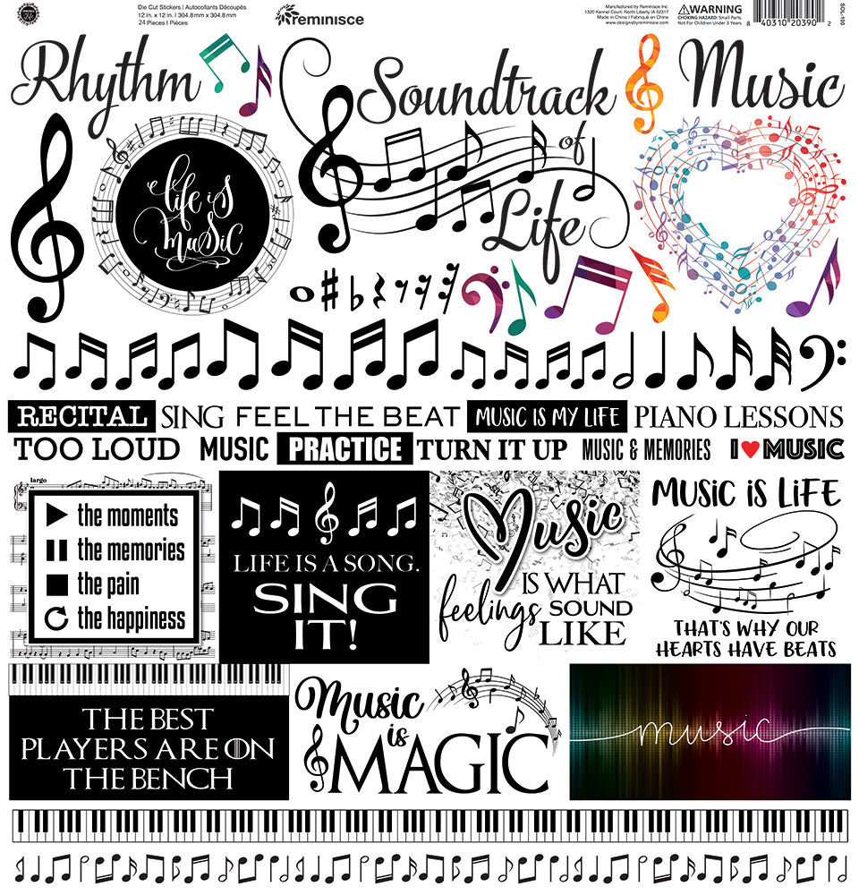 1C1D76AB-8E8D-4234-8D90-E3F27F778911 Reminisce SOUNDTRACK OF LIFE 12"X12" DieCut Stickers 59pc - Image 1