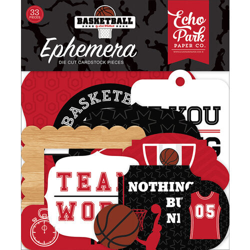 1C456242-CC9A-4AD2-B585-8E4D4757D6FE Echo Park Basketball EPHEMERA Die Cuts 33pc - Image 1