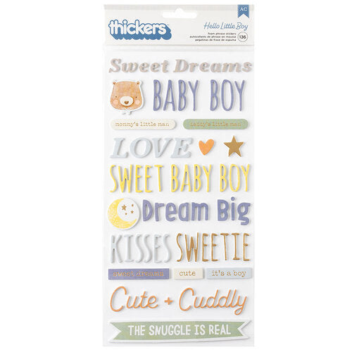 1C7BA643-C48E-4A55-BF82-68F638A97182 Thickers HELLO LITTLE BOY Foam Phrase Stickers - Image 1