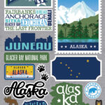 Reminisce Jet Setters ALASKA DieCut Stickers 19pc