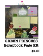 Scrapbooksrus GREEN PRINCESS PAGE KIT Like Tiana Princess And The Frog