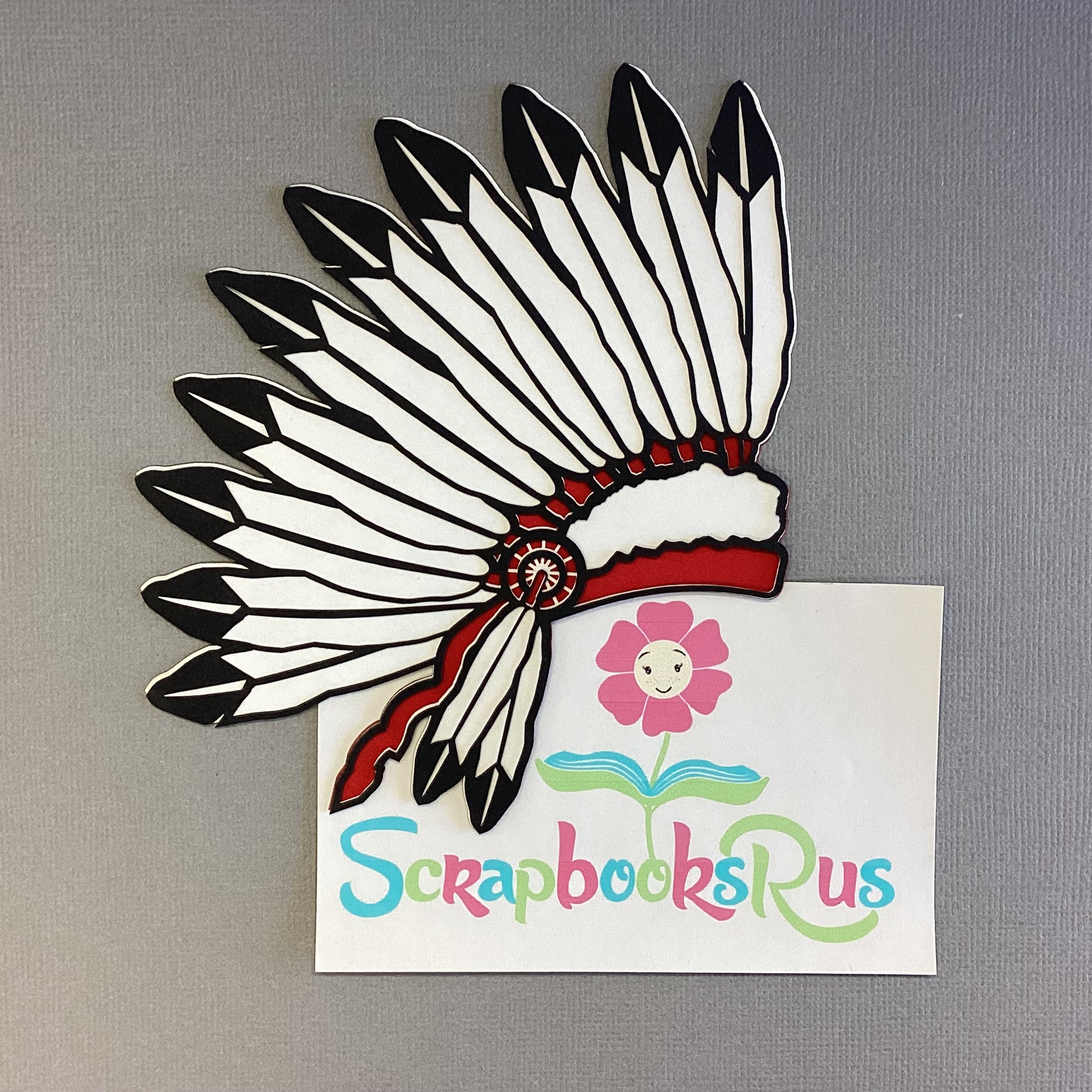 1EEAB2E2-6B90-467D-8956-993C4F3F5256 Laser Cut INDIAN HEAD DRESS Diecut Embellishment - Image 1