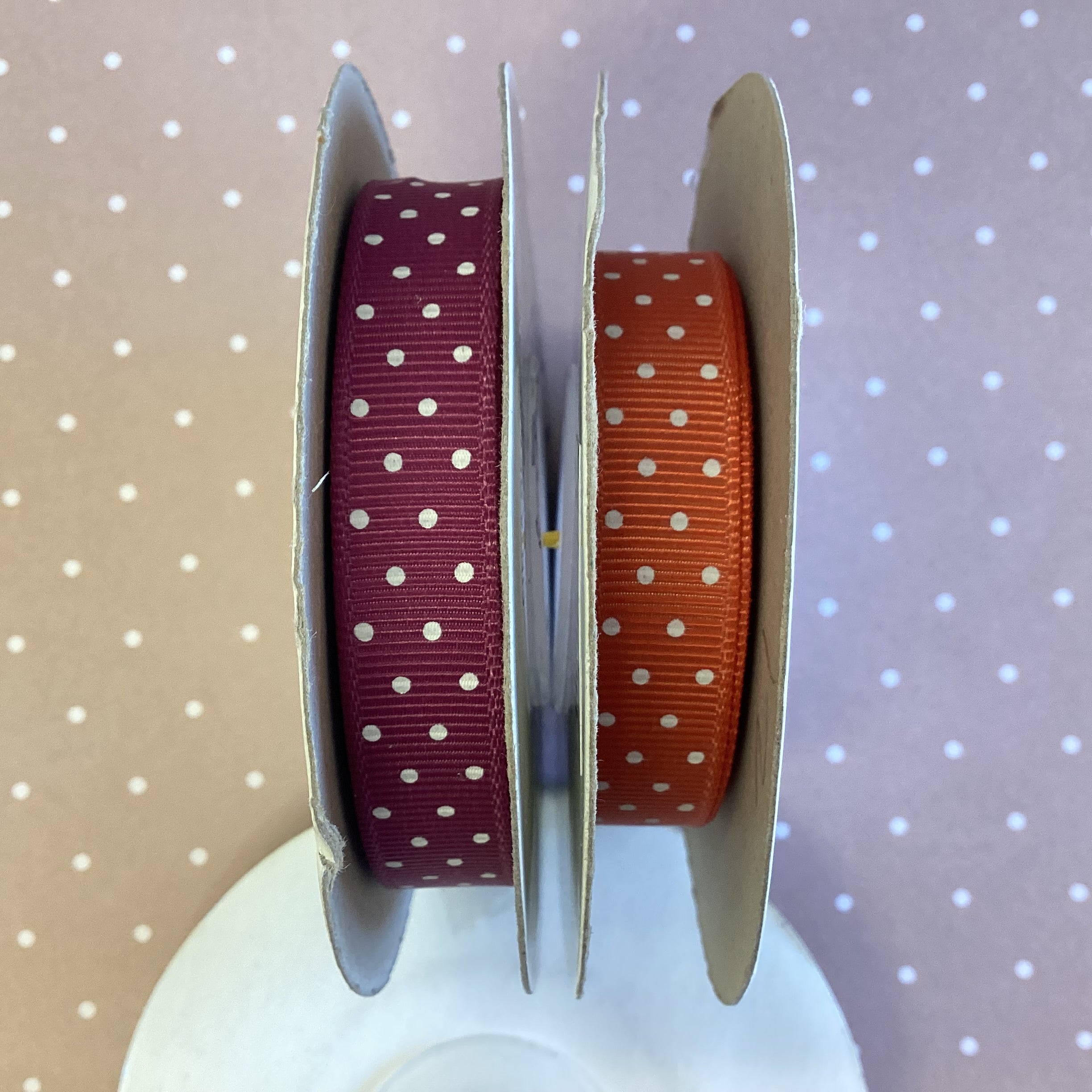 1FB404A7-6380-4E80-8F46-7A8C447D1018 Stampin Up GROSGRAIN POLKA DOT RIBBON 1/2” 1 Yard - Image 1