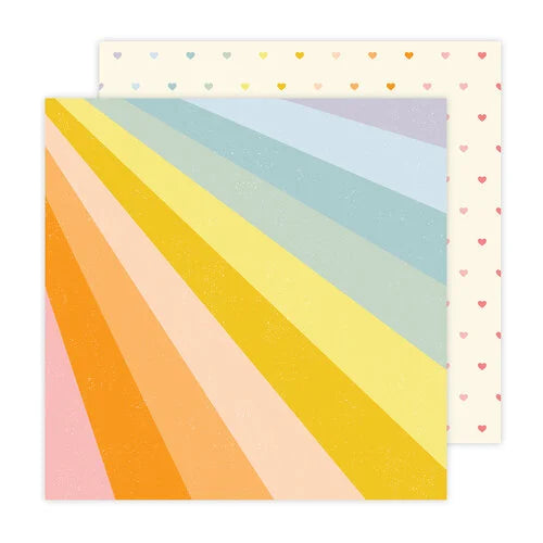 20CB0A50-95DC-4EC9-8AA4-85428B2B2615 Jen Hadfield Flower Child RETRO RAINBOW 12”X12” Scrapbook Paper - Image 1
