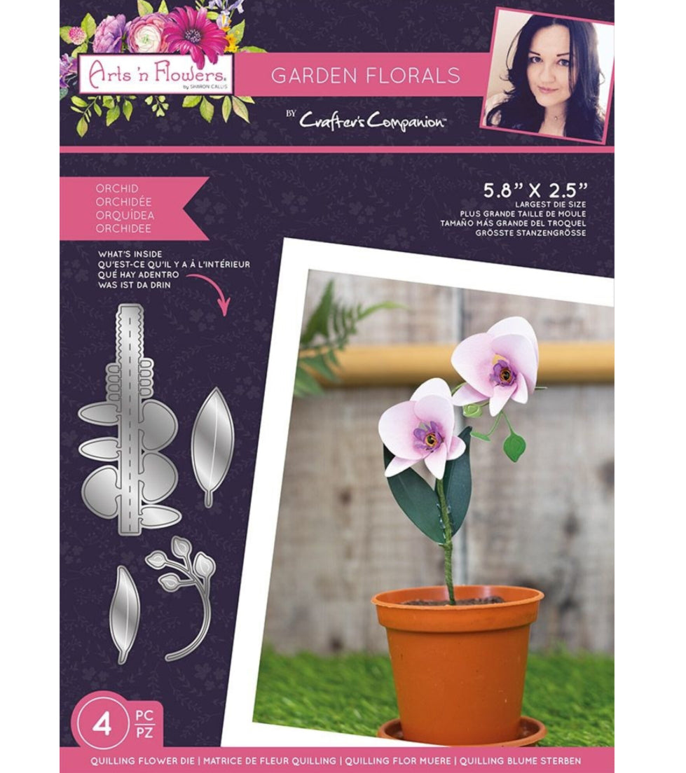 2366C281-592F-448A-9451-2053DB0AD4E4 Crafter’s Companion Garden Florals ORCHID Quilling Flower Dies 4pc - Image 1