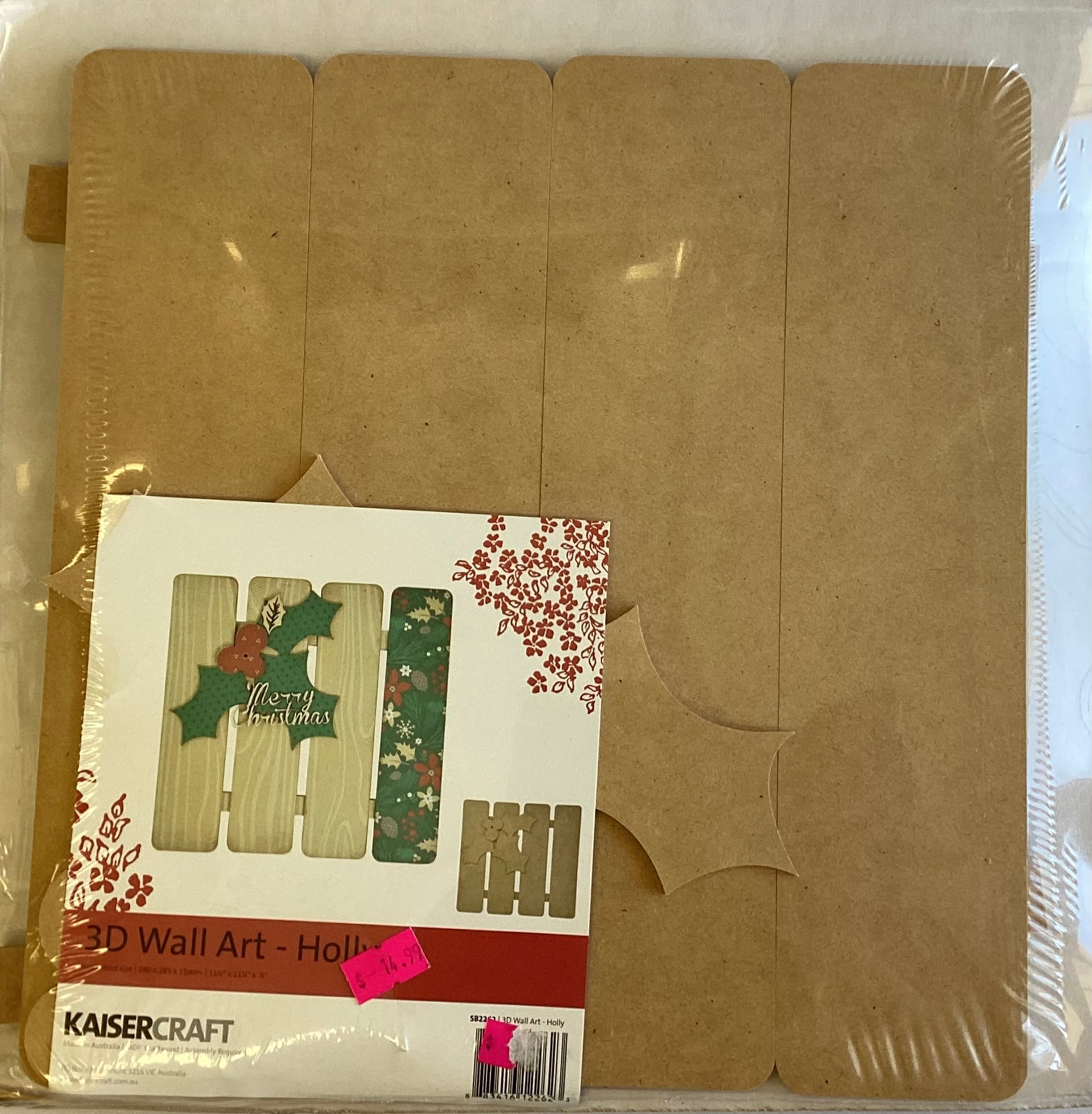 23C105C4-7806-48D8-AED0-D9A4C69F4C88 Kaisercraft 3D Wood Wall Art HOLLY 2pc Home Decor - Image 1