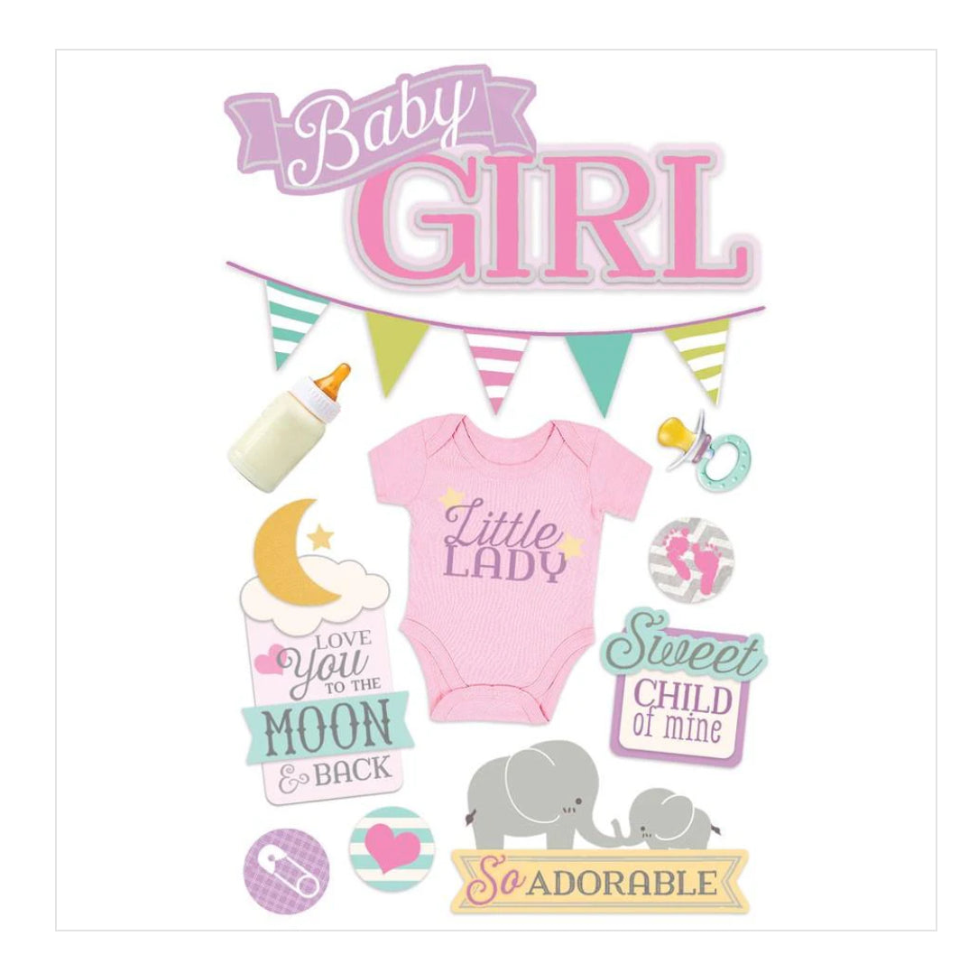 24070603-7CFA-415E-AB45-7E9F0F282102 Paper House BABY GIRL 3D Stickers 11pc - Image 1