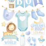 Paper House BABY BOY WATERCOLOR 3D Stickers 13pc