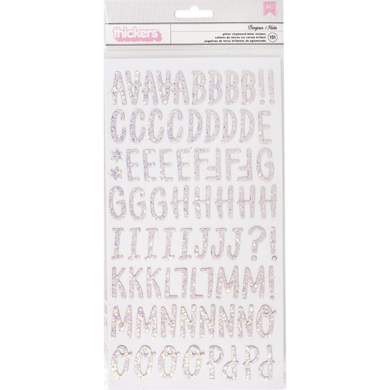 25B799FE-1BC7-4CE4-AB52-F5CD899929B7 Thickers Dear Lizzy BONJOUR Glitter Chipboard Letter Stickers - Image 1
