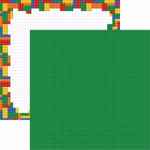 25E61983-0D32-496E-9633-36D59455DE63 Reminisce BLOCK PARTY #3 Lego Bricks 12x12 Scrapbook Paper - Image 1