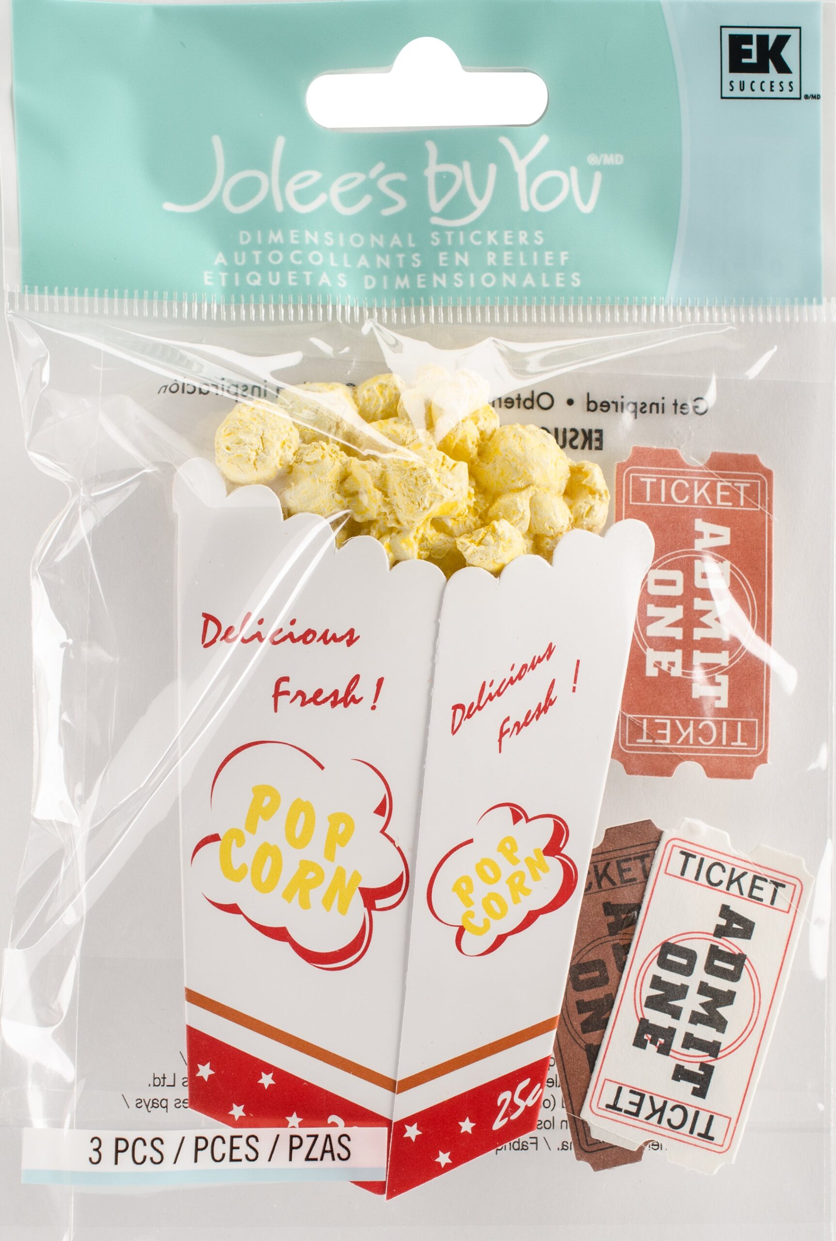 262049PK Jolee’s Boutique MOVIE POPCORN Stickers 3pc - Image 1