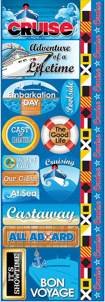 26253D73-6B2D-446C-B8FA-4A179A98E3C4 Reminisce Signature Series CRUISE Diecut Stickers 16pc - Image 1