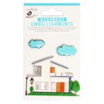 Little Birdie URBAN HOME RESIN Stickers Handmade Embellishments 3pc