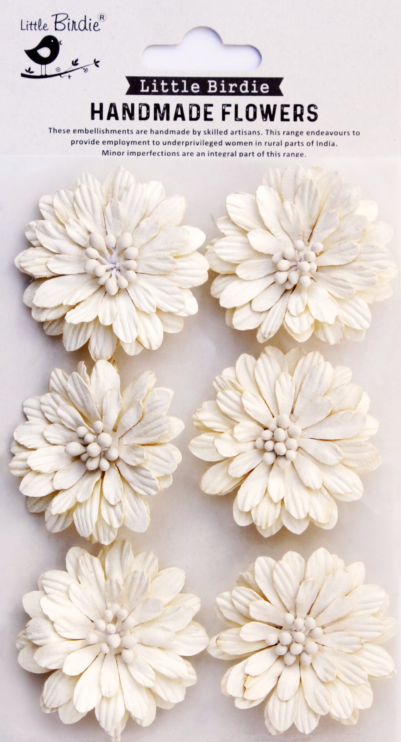 29CD31C7-0F15-4F0B-B192-FFB09CFA685E Little Birdie ASTRA IVORY PEARL Handmade Flowers 6pc - Image 1