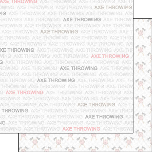 2F93984C-E2BB-4D69-9C07-8242500205B4 AXE THROWING ADDICT 12X12 Scrapbook Paper Sheet - Image 1
