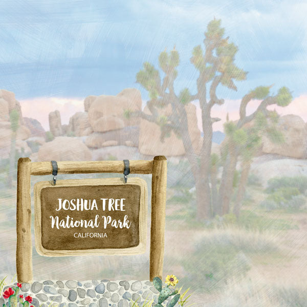 2FE7A0EC-4A13-4C71-BB1A-EA0416F06F48 JOSHUA TREE National Park Watercolor 12"X12" Scrapbook Paper - Image 1
