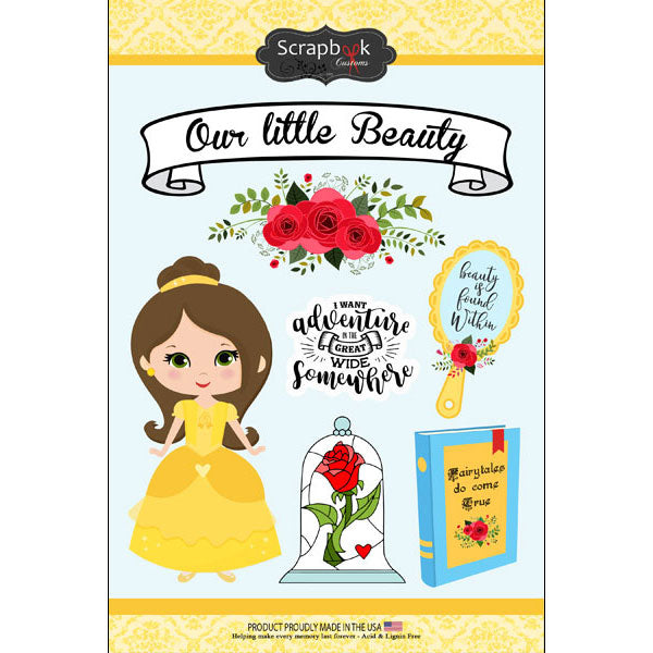 304A1F1B-DC5D-404D-BA26-7B3E518BD69D Scrapbook Customs YELLOW PRINCESS Sticker 7pc - Image 1