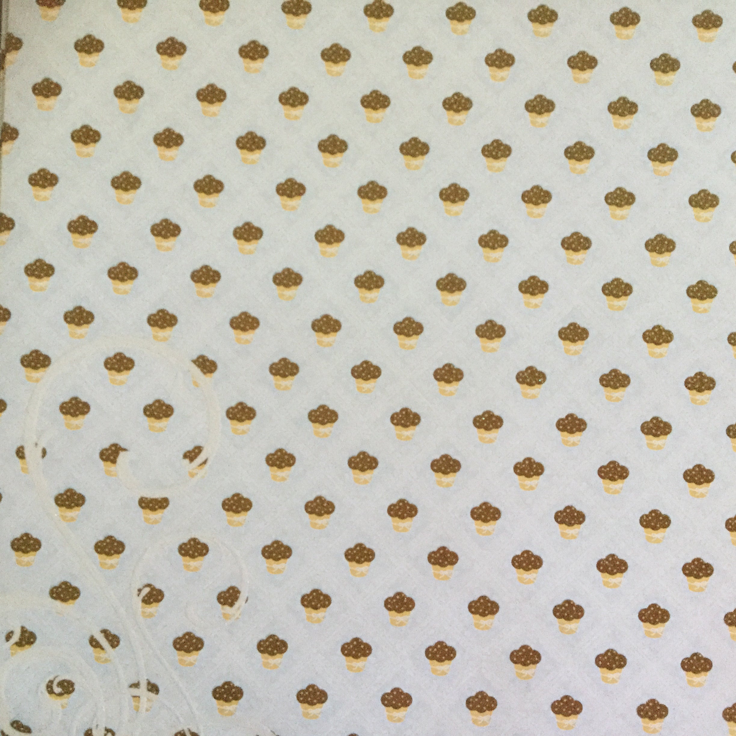 33152D95-B11C-4965-9F3F-4E1F367F8BD5 DCWV Sweet Cupcakes BLUE GLITTER 12”x12” Scrapbook Paper - Image 1