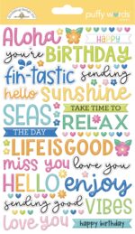 Doodlebug SUMMER FUN Puffy Words Stickers 124pc