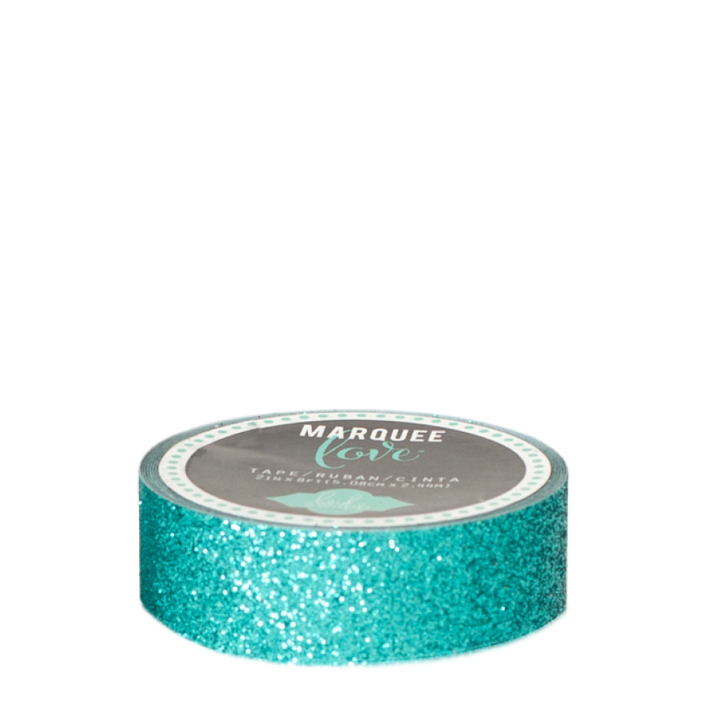 340C67BC-ABDD-4385-BD04-D84BEAEB3C01 Heidi Swapp MARQUEE LOVE Teal Glitter Washi Tape 9ft - Image 1